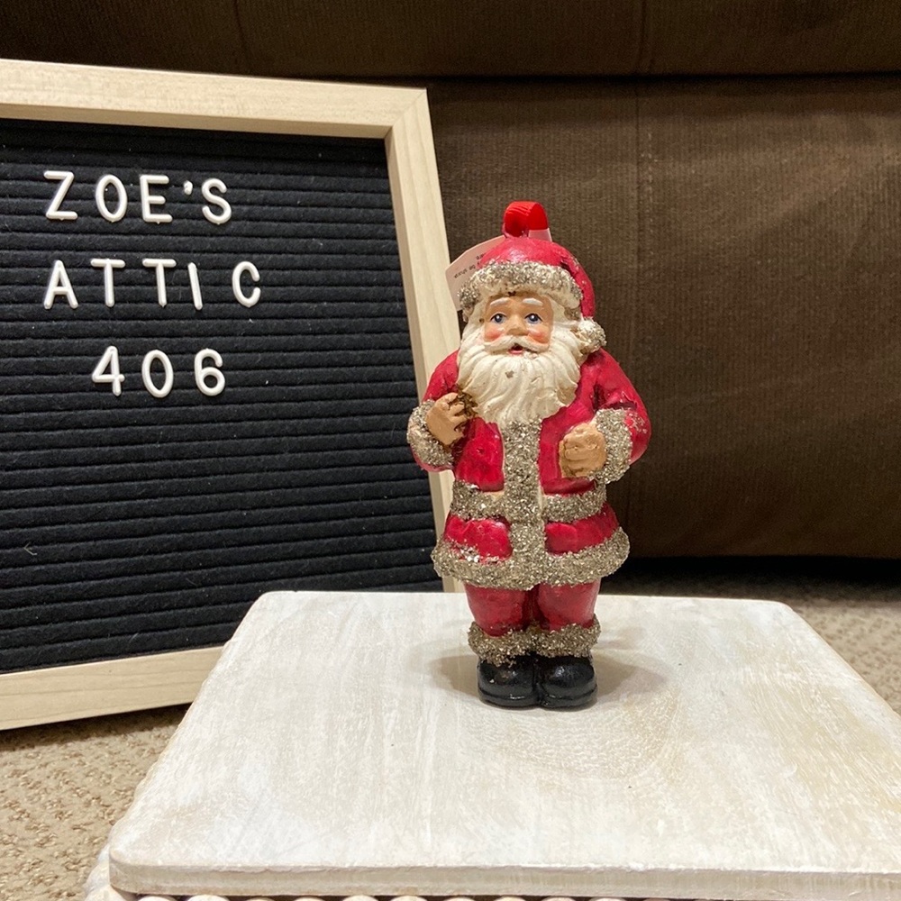 Pottery Barn WOODEN SANTA Ornament